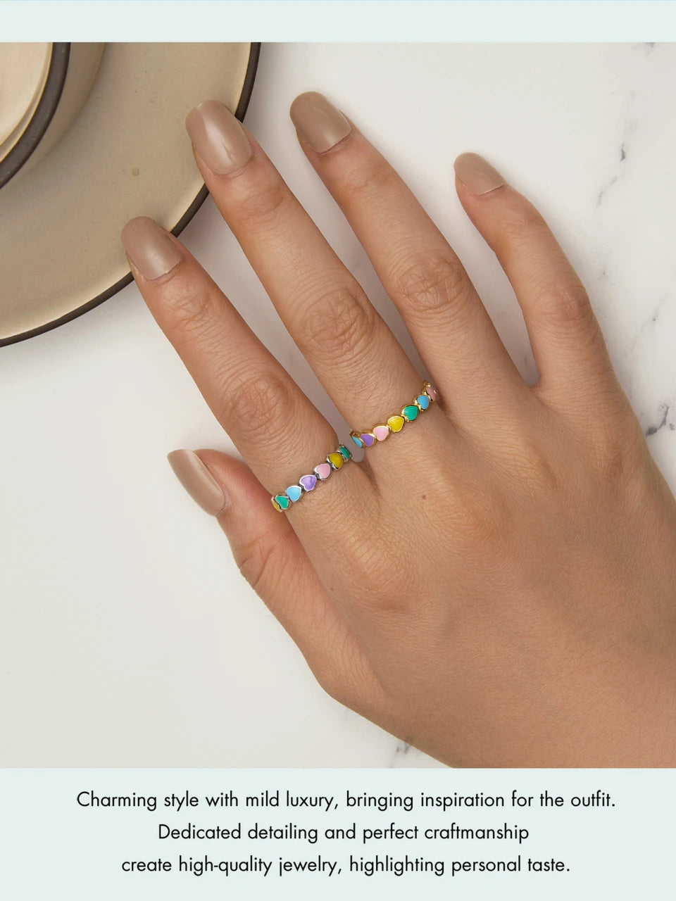 Zoe Rainbow heart Ring