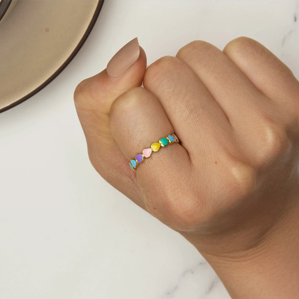 Zoe Rainbow heart Ring