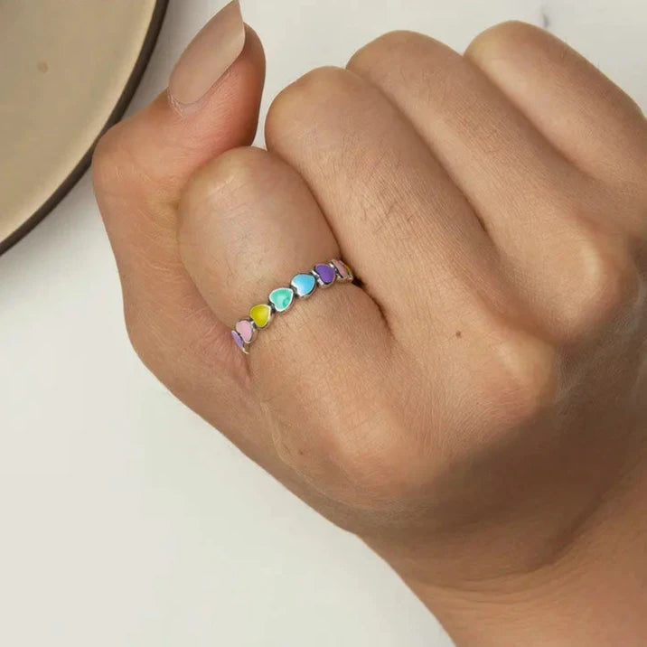 Zoe Rainbow heart Ring