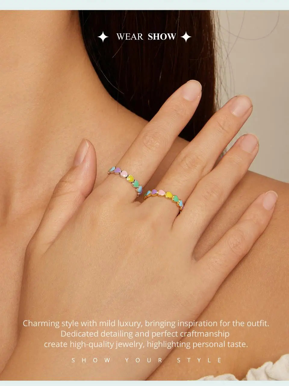 Zoe Rainbow heart Ring